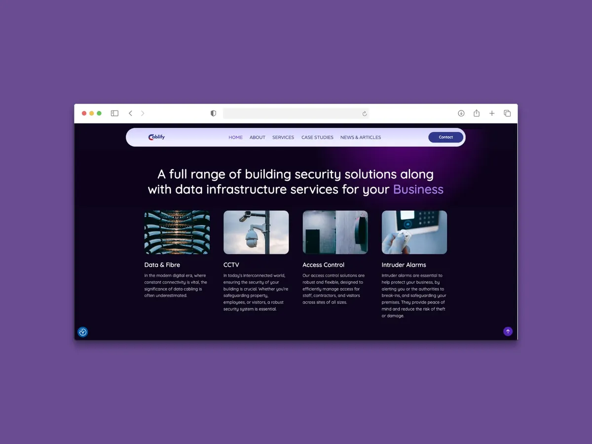 website design for cctv business in chester