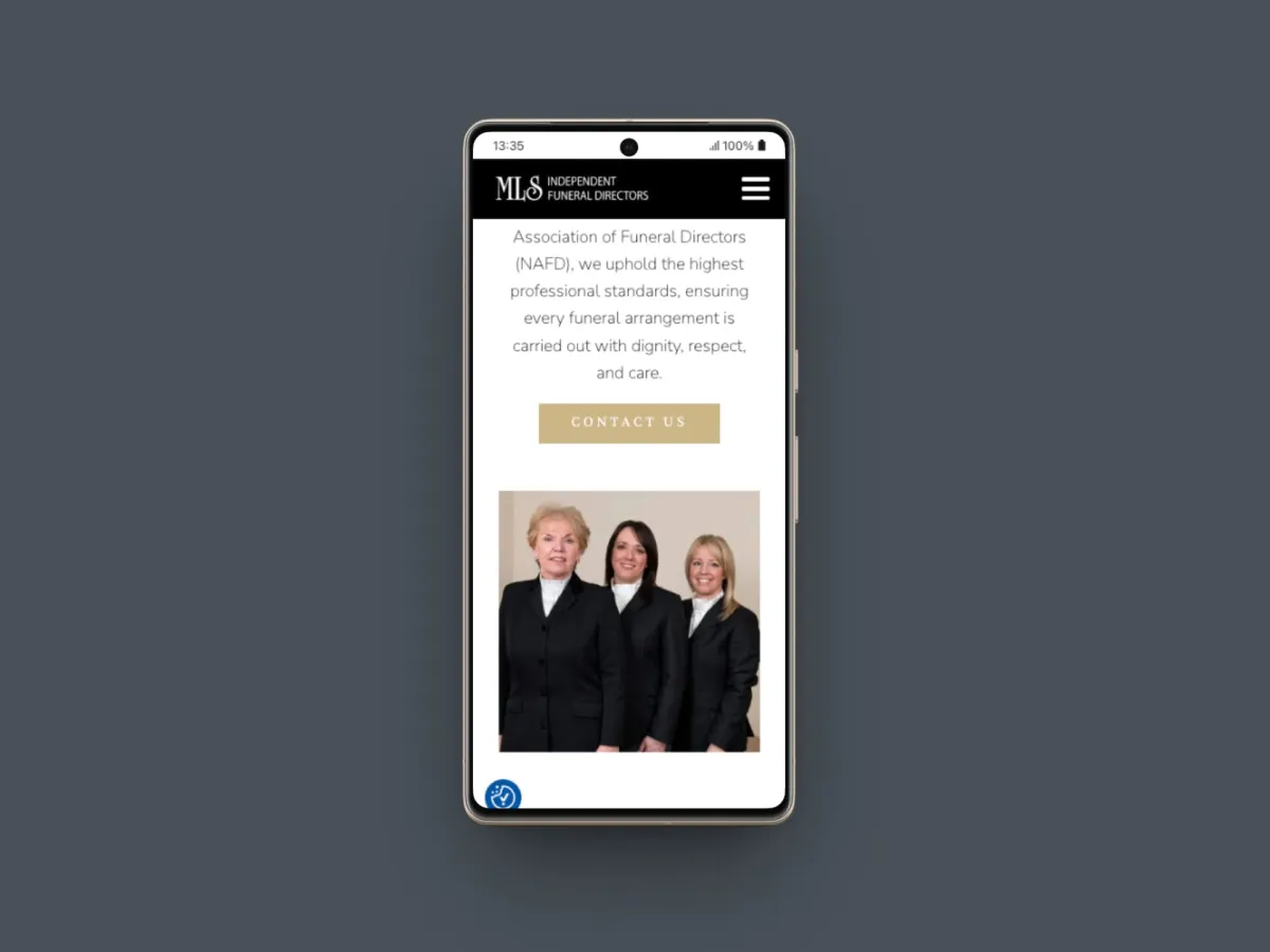 Funeral Directors website mobile version