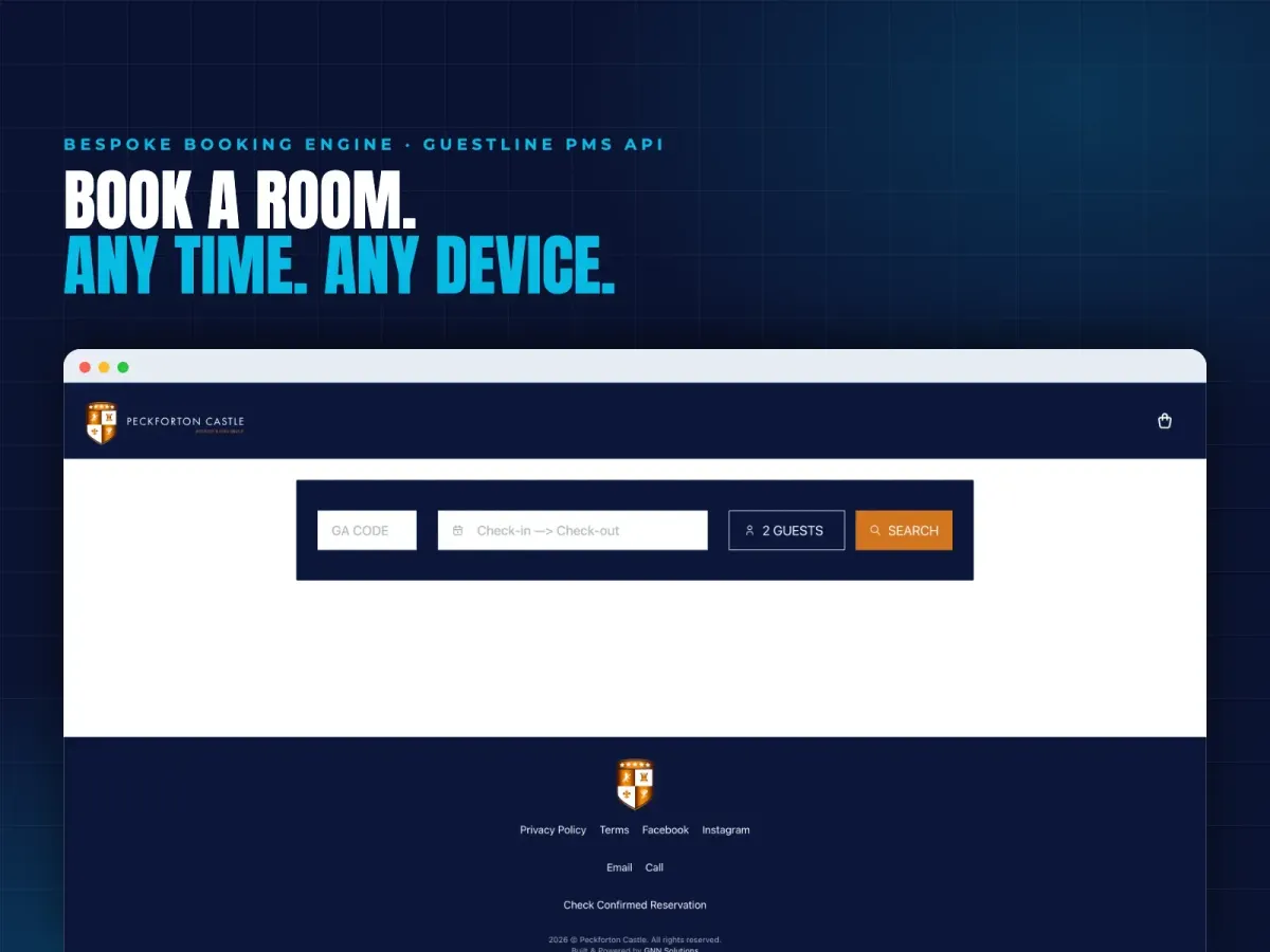 Guestline PMS API Booking Engine for a Boutique Hotel Group — GNN Solutions project