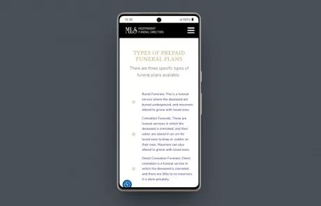 Funeral Directors website mobile version